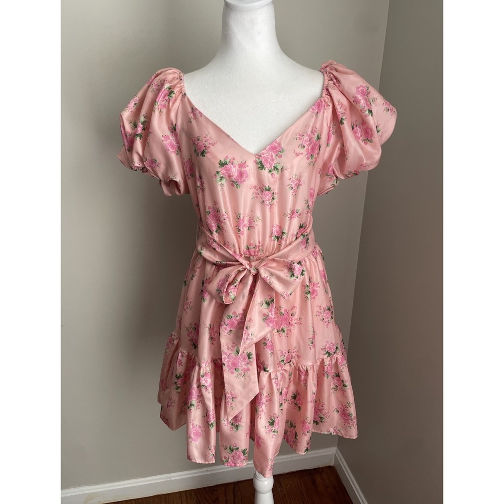 Love‎ Shack Fancy Target Dress 8 Cecile Pink Peach Floral Maximal Party Coquette